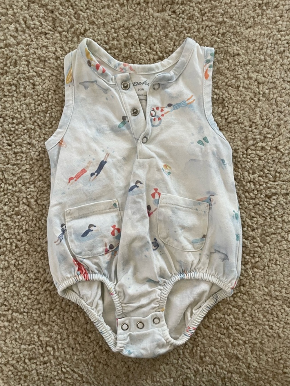 Pehr Organic Cotton Bubble Romper | Beach Print | Size 0-3 months